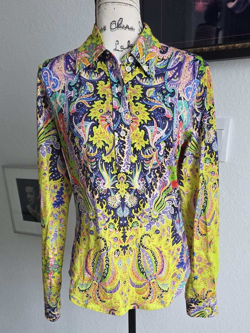 Etro vibrant yellow paisley long-sleeve shirt - Picture 1 of 9
